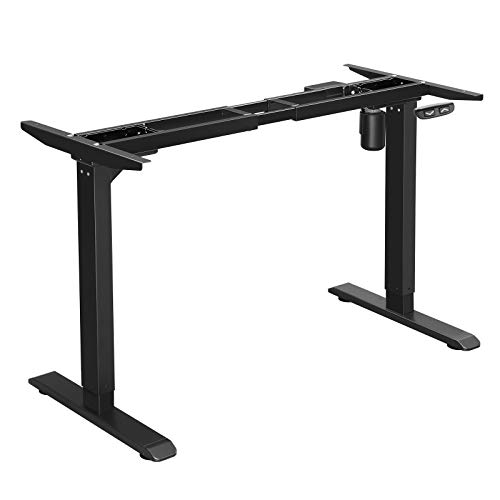 SONGMICS Soporte de escritorio eléctrico, Estructura de mesa de trabajo motorizado, con ajuste continuo de altura, Longitud ajustable, Acero, Negro LSD010B01