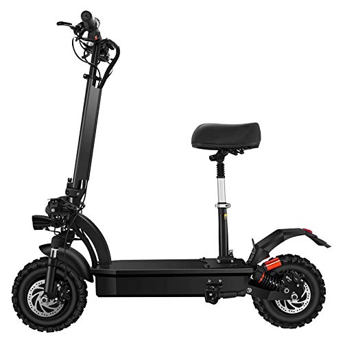 SONGZO Scooters Eléctricos 5600 W Motor Velocidad Máxima 85 km/h Doble Tracción 11 Pulgadas Neumático de Vacío Todoterreno Freno de Disco Doble Scooter Plegable con Batería de Litio de 60 V 26 AH