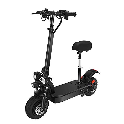 SONGZO Scooters Eléctricos 5600 W Motor Velocidad Máxima 85 km/h Doble Tracción 11 Pulgadas Neumático de Vacío Todoterreno Freno de Disco Doble Scooter Plegable con Batería de Litio de 60 V 26 AH