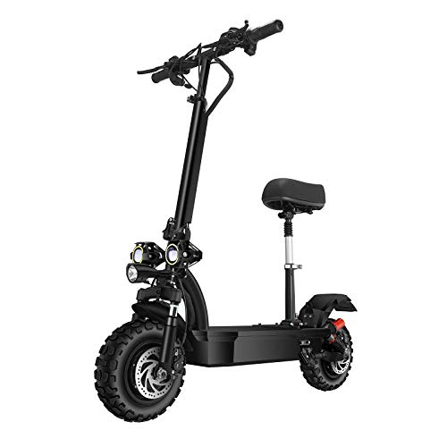 SONGZO Scooters Eléctricos 5600 W Motor Velocidad Máxima 85 km/h Doble Tracción 11 Pulgadas Neumático de Vacío Todoterreno Freno de Disco Doble Scooter Plegable con Batería de Litio de 60 V 26 AH