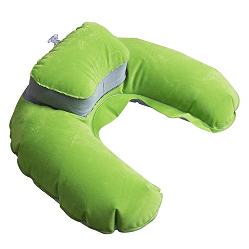 Soporte de cuello plegable Almohada Cojín inflable Memoria de espuma de espuma Cuello de almohada Super suave almohada Avión (Color : Green)