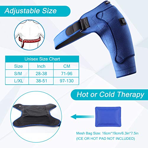 Soporte de hombro calentado, soporte de manguito rotador de calentamiento eléctrico con almohadilla fría / caliente para dislocación de la articulación de CA, hombro congelado, esguinces de ligamentos