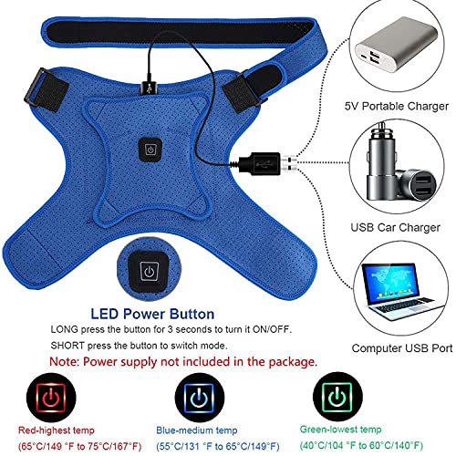 Soporte De Hombro Con Calefacción Ajustable, Abrazadera De Envoltura De Brazo Eléctrica USB Para Manguito Rotador, Cinturón De Envoltura De Neopreno AC Recuperación Y Lesión De Desgarro Muscular