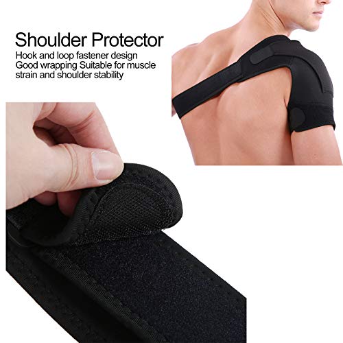 Soporte de hombro Protector de hombro elástico para reducir la incomodidad en mujeres y hombres para relajarse por distensión muscular(Black right shoulder)