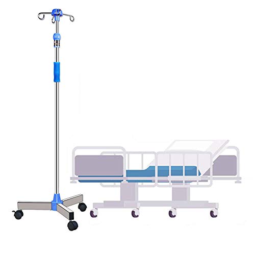 Soporte De Infusión De Gotero de Pie con Ruedas, Soporte Porta Sueros 4 Colgadores-Unidad, Soporte De Goteo De Acero Inoxidable for Hospital, Clinic, Home, Care, Pet Hospital, Nursing Home