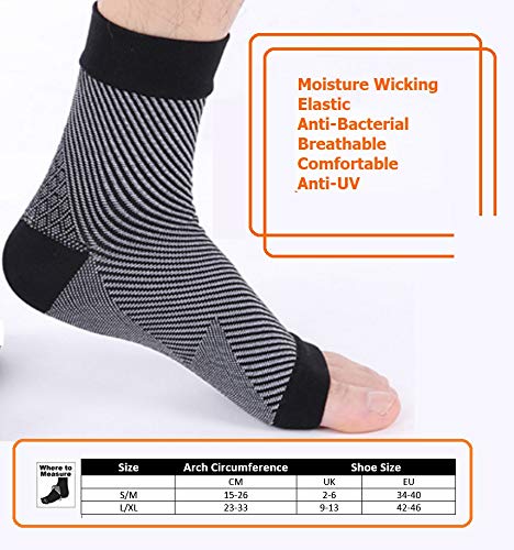 Soporte de tobillo para el flujo de aire, tendinitis de aquiles, transpirable, ayuda con distensiones, esguinces, inestabilidad, debilidad y tobillos artríticos. Par de calcetines, unisex, negro -S/M