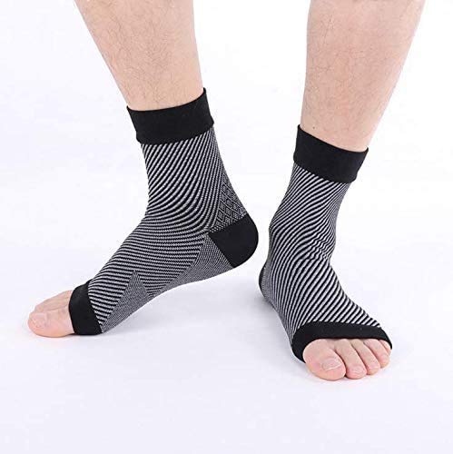 Soporte de tobillo para el flujo de aire, tendinitis de aquiles, transpirable, ayuda con distensiones, esguinces, inestabilidad, debilidad y tobillos artríticos. Par de calcetines, unisex, negro -S/M