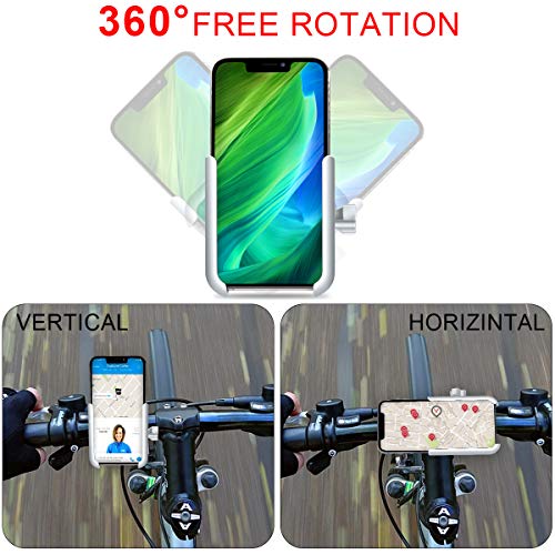 Soporte Movil Bici, HNOOM Soporte Movil Moto Bicicleta con 360° Rotación, Universal Aluminio Porta Telefono Motocicleta Montaña Compatible para teléfonos Inteligentes de 4"a 6.8" y GPS (Plateado)