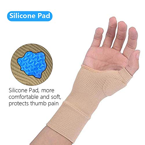 Soporte Para La Muñeca De La Mano Del Pulgar, 1 Par De Soporte Elástico Para El Pulgar En Color Beige, Gel De Silicona Relleno De Artritis, Esguinces Articulares, Guante Para El Alivio Del Dolor