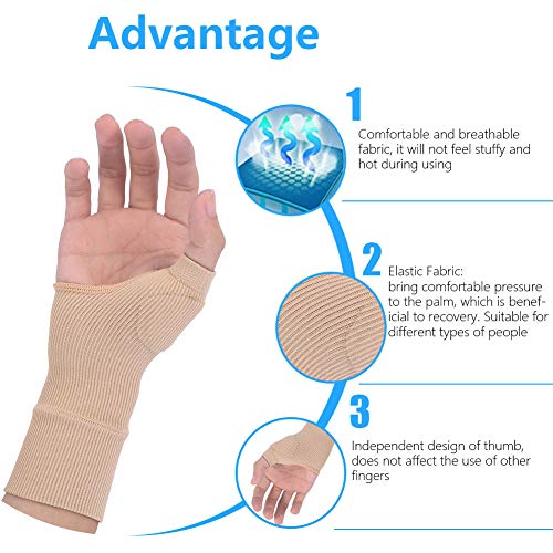 Soporte Para La Muñeca De La Mano Del Pulgar, 1 Par De Soporte Elástico Para El Pulgar En Color Beige, Gel De Silicona Relleno De Artritis, Esguinces Articulares, Guante Para El Alivio Del Dolor