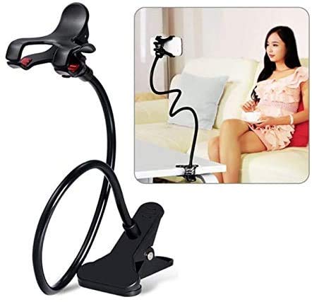 Soporte para teléfono móvil Flexible de Cuello de Cisne. Soporte Universal de Brazo para iPhone Smartphone teléfono móvil con Clip para Mesa (Negro)