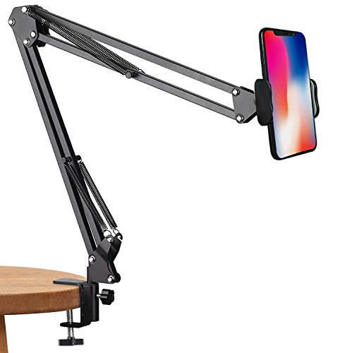 Soporte para teléfono móvil, Rotación 360 Teléfono Móvil Soporte ,Universal Soporte de Video Brazo articulado para iPhone 12 , 11 Pro XS MAX XR X 8 7 6 Plus, Samsung S10 S9 S8, Huawei ,Xiaomi