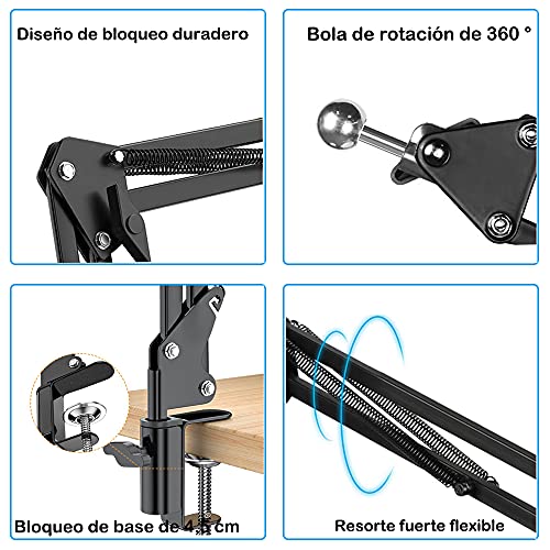 Soporte para teléfono móvil, Rotación 360 Teléfono Móvil Soporte ,Universal Soporte de Video Brazo articulado para iPhone 12 , 11 Pro XS MAX XR X 8 7 6 Plus, Samsung S10 S9 S8, Huawei ,Xiaomi