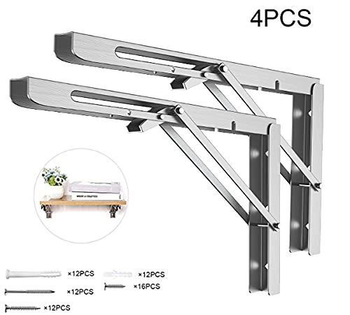 Soporte plegable 300 mm, soporte plegable de acero inoxidable, soporte de estante pesado, soporte de estante de pared plegable, soporte plegable, peso máximo de carga: 60 kg