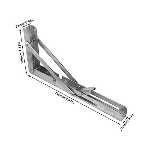 Soporte plegable, hecho de acero inoxidable 250x120x25x23mm capacidad de cojinete de carga estante montado en la pared