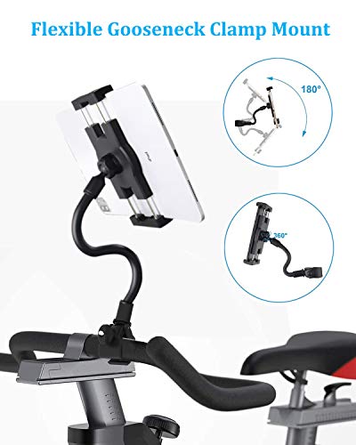 Soporte Tablet Cinta de Correr Bicicleta, woleyi Soporte Tablet Bicicleta Spinning Estática Manillar, Giratorio 360°, para iPad Pro 12.9 11 9.7 Air Mini, iPhone Series de 4 a 13" Tabletas & Teléfono