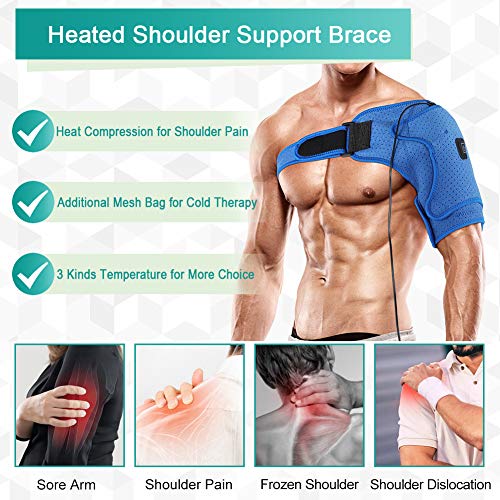 Soporte Térmico para Hombros, Almohadilla Térmica para Hombros con Correa Ajustable, Soporte Eléctrico para Brazos para Alivio Del Dolor Muscular Del Manguito Rotador y Tendinitis (L)