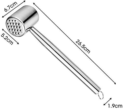 SoundZero Martillo ablandador de Carne, Martillo ablandador de Carne Resistent, mazo para Carne de Acero Inoxidable de Doble, para Filete de Ternera tierna Pollo Pechuga de Pescado Cerdo Chuleta