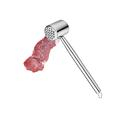 SoundZero Martillo ablandador de Carne, Martillo ablandador de Carne Resistent, mazo para Carne de Acero Inoxidable de Doble, para Filete de Ternera tierna Pollo Pechuga de Pescado Cerdo Chuleta