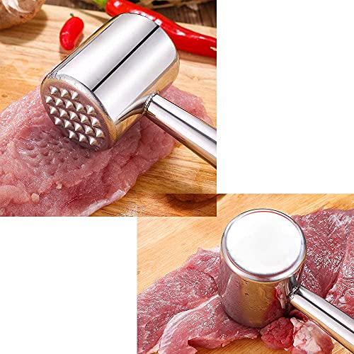 SoundZero Martillo ablandador de Carne, Martillo ablandador de Carne Resistent, mazo para Carne de Acero Inoxidable de Doble, para Filete de Ternera tierna Pollo Pechuga de Pescado Cerdo Chuleta