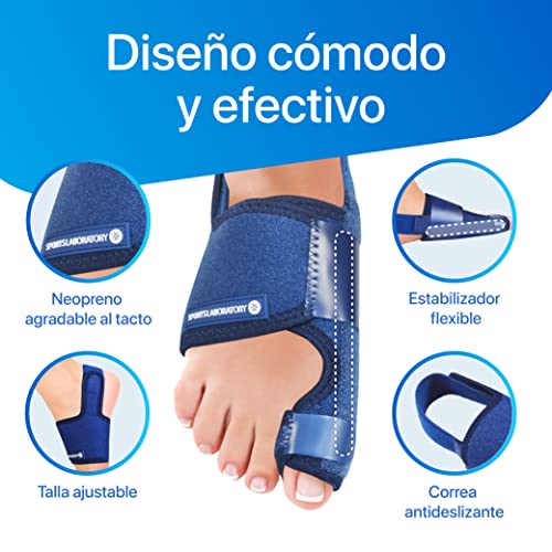 Sports Laboratory Set Corrector de Juanetes Ajustable - Kit Día/Noche - Alivia el Dolor y Protege - 2 Férulas para Juanetes, 2 Correctores Gel Dedo Gordo y 1 Guía sobre Alivio del Dolor