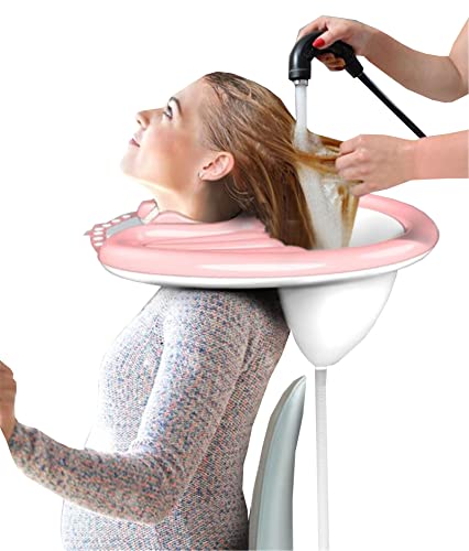 SqSYqz Lavabo Inflable para el Cabello,portátil para la mesita de Noche con champú para Personas Mayores, discapacitadas, mbarazadas,lesionadas para Lavar el Cabello en la Cama