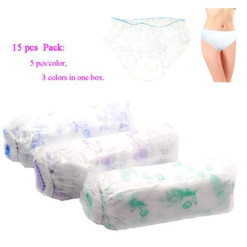 STARLY Calzoncillos de Papel no Tejidos para Mujer de la Ropa Interior no Tejidos 15pcs Handy Briefs para Travel Hotel SPA (X-Large - Cintura 87-97cm, Caderas 103-111.5cm)