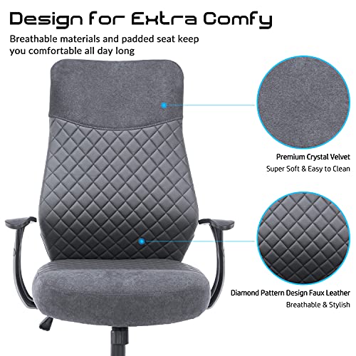 STmeng Life P4 Silla de Oficina Ergonómica, Silla Escritorio Silla Ejecutiva Silla Computadora con Respaldo, Sillas Trabajo en Casa con Altura Regulable Cuero Sintético Asiento Acolchado, Gris