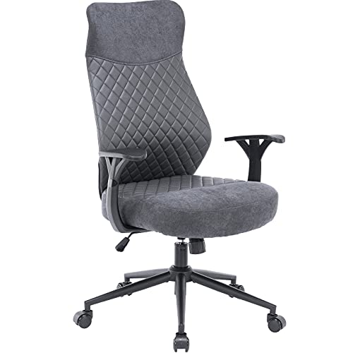 STmeng Life P4 Silla de Oficina Ergonómica, Silla Escritorio Silla Ejecutiva Silla Computadora con Respaldo, Sillas Trabajo en Casa con Altura Regulable Cuero Sintético Asiento Acolchado, Gris