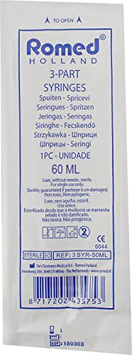 Sumedtec 5pcs Jeringuillas de plástico 50-60ml, Jeringa de Jardín, Jeringas Desechables, Ideal para Laboratorios Científicos, Medición, Riego, Relleno, Filtración, Múltiples Usos, sin Aguja