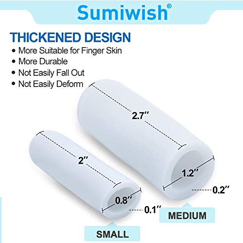 Sumiwish - 5 pares de dedos de gel, mangas, protección de dedos gruesa, resistente al agua, silicona, pulgar, mangas, protector de dedos para dedos y artritis de dedos (blanco)