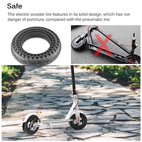 Sunsbell Neumático Patinete Electrico, 10 Pulgadas Compatible con Xiaomi M365 Llanta de Nido de Abeja Rueda Delantera/Rueda Trasera de Repuesto Llanta sin Aire (Negro, 10 Pulgadas)