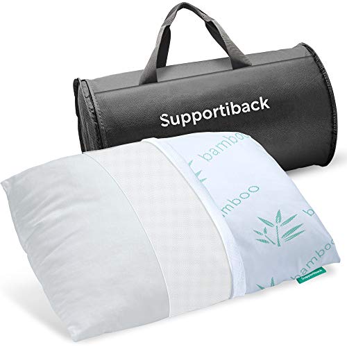 Supportiback - Almohada para cama a tiras con funda extraíble hipoalergénica, con altura ajustable, diseñada médicamente para la prevención del dolor de cuello y espalda y el descanso