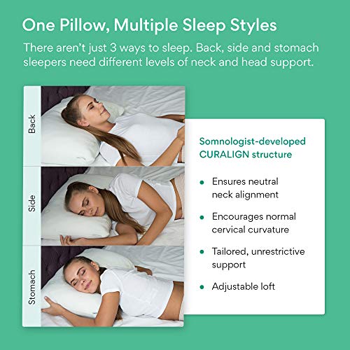 Supportiback - Almohada para cama a tiras con funda extraíble hipoalergénica, con altura ajustable, diseñada médicamente para la prevención del dolor de cuello y espalda y el descanso