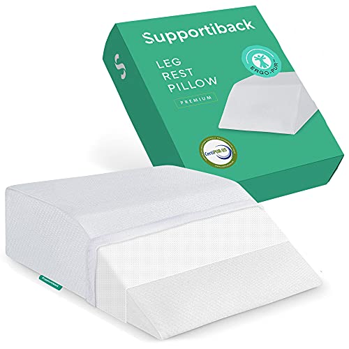 Supportiback® Almohada terapéutica para el descanso de la pierna – Con espuma con memoria, funda lavable, diseñada por médicos para dolores de espalda y cadera, dolor de pierna, edemas, mejor circulac