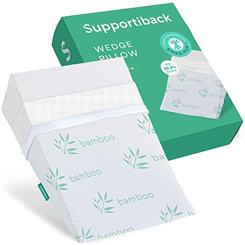 Supportiback® Almohada terapéutica para la cama | Con espuma de memoria y funda lavable, diseñada por médicos para el dolor de espalda y cuello, mejor respiración y circulación y reflujo del ácido