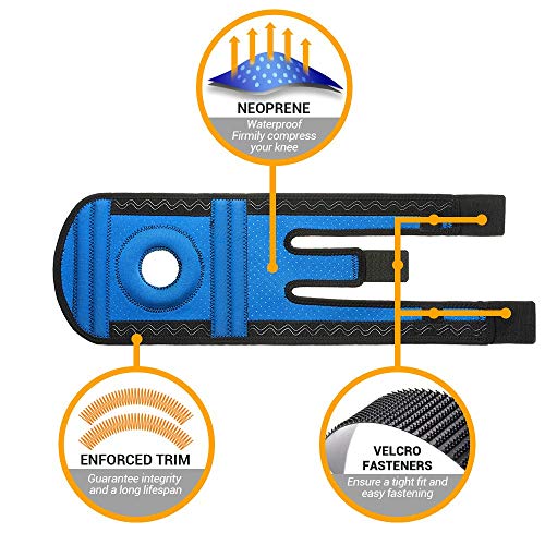 SUPRBIRD Rodillera Menisco Ligamento Deportiva Ajustable Protector de Rótula Abierta Rotuliana Antideslizante Neopreno Compresión Estabilizadora para Correr Cross-fit