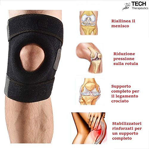 SUPRBIRD Rodillera Menisco Ligamento Deportiva Ajustable Protector de Rótula Abierta Rotuliana Antideslizante Neopreno Compresión Estabilizadora para Correr Cross-fit