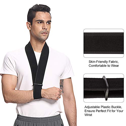 supregear Arnés para el Brazo, Soporte para Cuello Ligero Inmovilizador Soporte para el Brazo Simple Soporte para el Hombro Transpirable para Lesionado Brazo/Mano/Codo Arm Sling - Negro