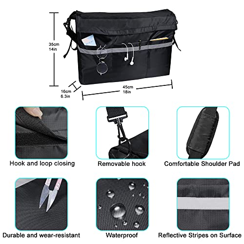 supregear Bolsa de Silla de Ruedas, Bolsa de Accesorios de Silla de Ruedas Bolsa de Gran Capacidad Cinturón Reflectante de Seguridad, Bolsa Oxford para Cualquier estilo Silla Ruedas para Peatones