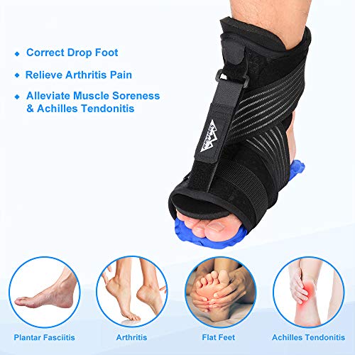 supregear Fascitis Plantar Férula Nocturna, Ajustable Transpirable Soporte Plantar con Bola de Masaje Puntiagudo y Paquete de Gel Reutilizable para Tendinitis de Aquiles, Caída del Pie, Tobillo