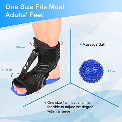 supregear Fascitis Plantar Férula Nocturna, Ajustable Transpirable Soporte Plantar con Bola de Masaje Puntiagudo y Paquete de Gel Reutilizable para Tendinitis de Aquiles, Caída del Pie, Tobillo