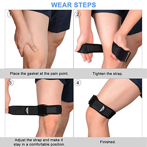 SupreGear Rodilla Protector Cinta para Tendón, Correa de banda IT para Rodilla, Cinta Rotuliana Ajustable, Cómoda y Transpirable con Compresión Adicional para el Síndrome de la Banda Iliotibial