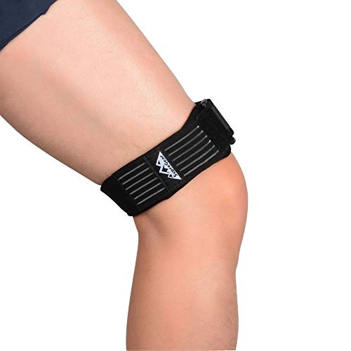 SupreGear Rodilla Protector Cinta para Tendón, Correa de banda IT para Rodilla, Cinta Rotuliana Ajustable, Cómoda y Transpirable con Compresión Adicional para el Síndrome de la Banda Iliotibial