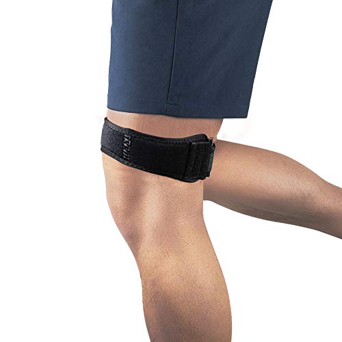 SupreGear Rodilla Protector Cinta para Tendón, Correa de banda IT para Rodilla, Cinta Rotuliana Ajustable, Cómoda y Transpirable para el Síndrome de la Banda Iliotibial - Negro