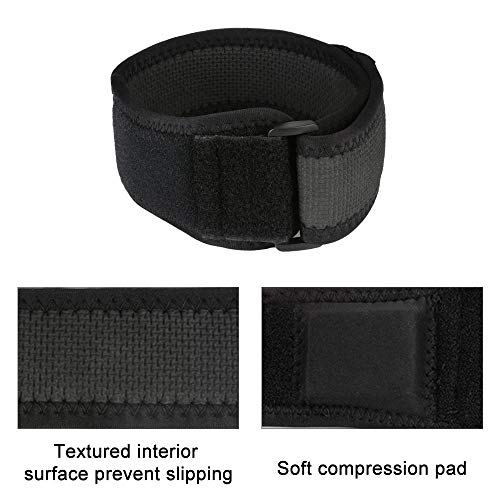 SupreGear Rodilla Protector Cinta para Tendón, Correa de banda IT para Rodilla, Cinta Rotuliana Ajustable, Cómoda y Transpirable para el Síndrome de la Banda Iliotibial - Negro