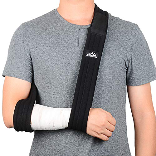 SupreGear Soportes de Brazos, Cabestrillo para el Brazo Ajustable, Ligero Cómodo Hombro Inmovilizador Brazo Sling Transpirable Médico Soporte de Hombro para Lesionado Brazo/Mano/Codo - 180cm - Negro