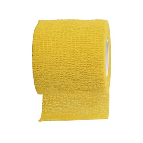 SUPVOX Cinta de Vendaje Médico Adhesiva Elástica Rollos de Vendaje Autoadhesivos Cinta Deportiva Fuerte para Dedos y Esguinces 5x5cm 5 Piezas (Amarillo)