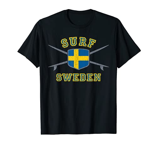 Surfing Suecia - Vintage Bandera Suecia Sverige Tablas de surf Camiseta