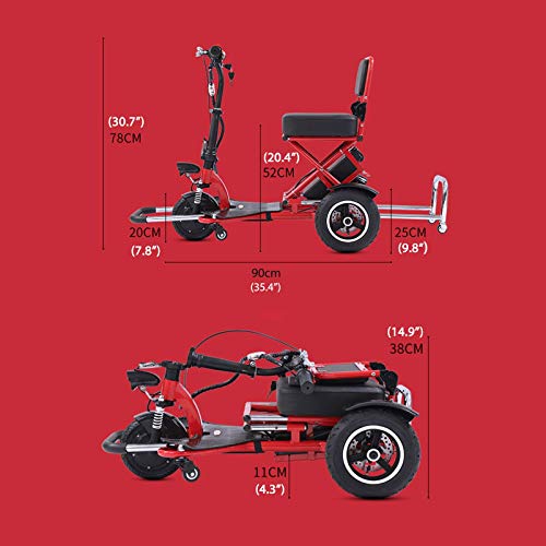 SUYUDD Scooter Mobility Scooter De Movilidad Eléctrico Plegable De 3 Ruedas Scooters De Viaje Eléctricos Portátiles Ligeros - Soporte 300 Libras De Peso Batería Dual